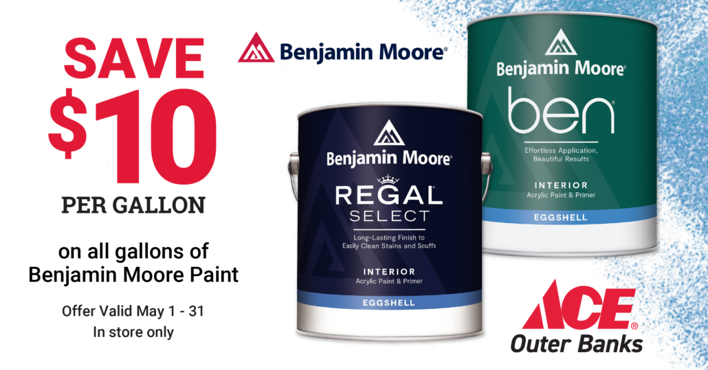 $10 OFF all gallons of Benjamin Moore paint